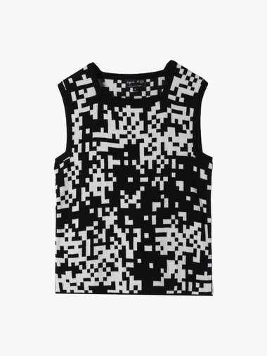 コットン ノースリーブ スクエアネック プルオーバー ”Pixel”