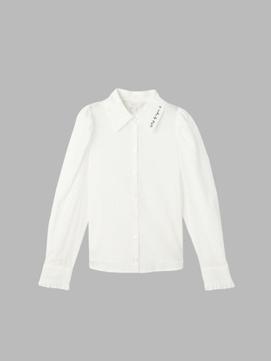 ロゴ刺繍 ボリュームスリーブ ブラウス