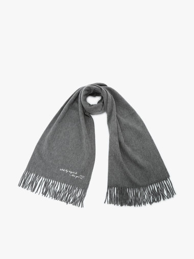 ロゴ刺繍 ウール カシミア マフラー