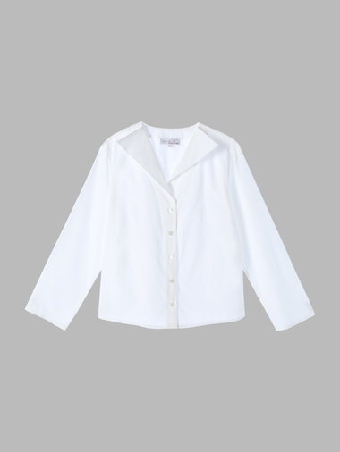 【Outlet】コットンポプリン 七分袖 ブラウス "Zeline"