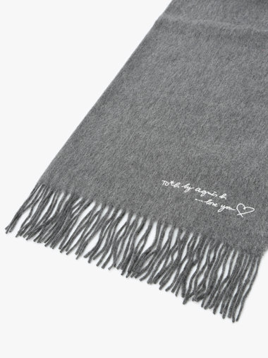 ロゴ刺繍 ウール カシミア マフラー