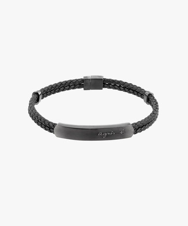 メンズ ロゴ レザー ブレスレット
