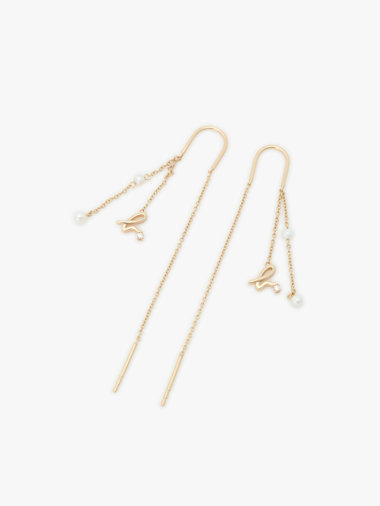 【Outlet】H925 "b." ロゴ 2チェーン ピアス "Iconic - thin and tiny"