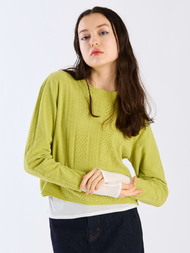 【Outlet】オープンワークモールニットプルオーバー