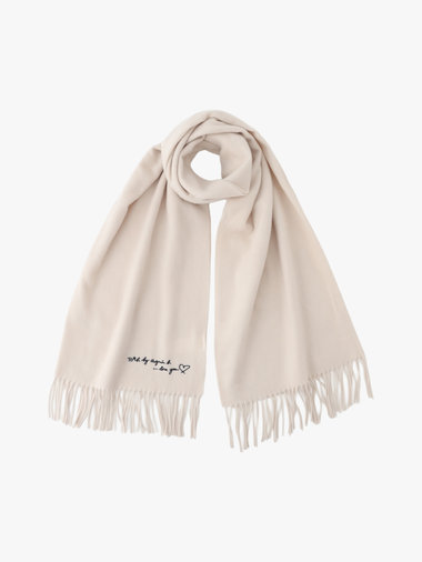 ロゴ刺繍 ウール カシミア マフラー