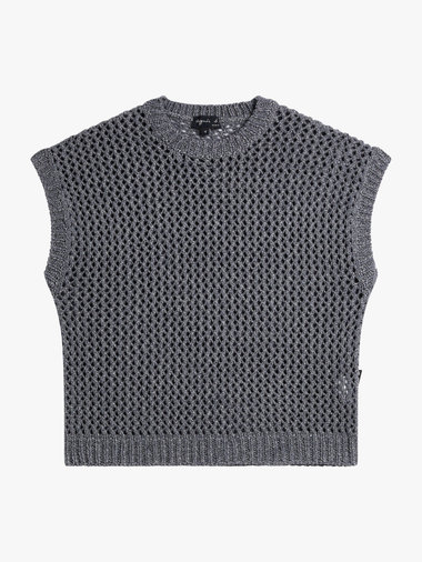 透かし編み コットン ノースリーブ ニット プルオーバー "Cary"