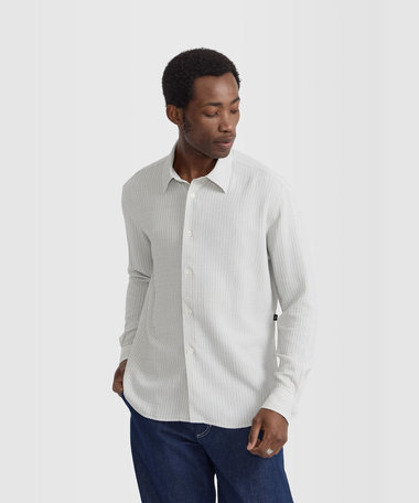 メンズ ストライプ コットン クレープボイル 長袖 シャツ "Andy"