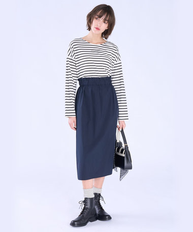 ウエスト ギャザー フリル ロング スカート