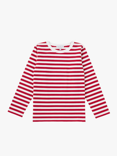 キッズ コットン 細ボーダー 長袖 Tシャツ