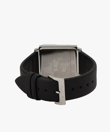 メンズ ブラック レザー スクエア ウォッチ "Marcello"