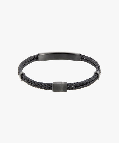 メンズ ロゴ レザー ブレスレット