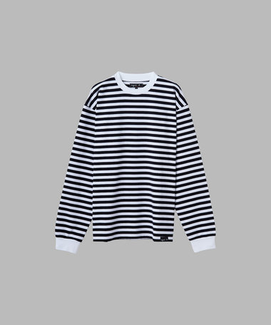 メンズ 細ボーダー コットン 長袖 Tシャツ