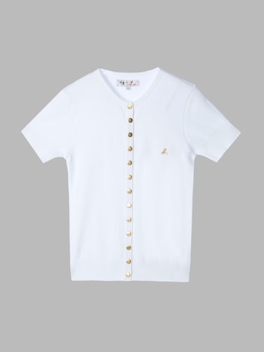 "b."ロゴ刺繍 コットンニット 半袖 カーディガンプレッション "Swing"