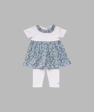 ベビー フラワープリント コットン 半袖 ワンピース&ボトムセット