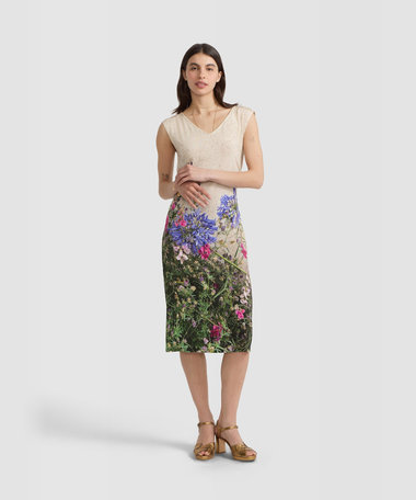 フォトプリント ジャージー ノースリーブ ワンピース "Kazi"