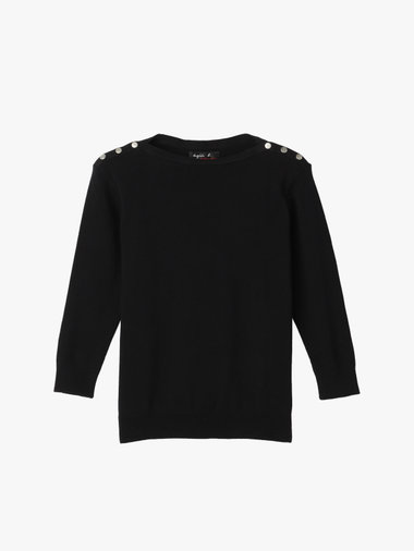 コットン ニット 7分袖 ボートネック プルオーバー "Badiane"