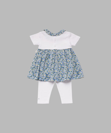 ベビー フラワープリント コットン 半袖 ワンピース&ボトムセット