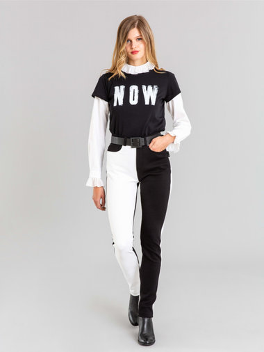 コットンジャージー ツートーン スリムフィットパンツ