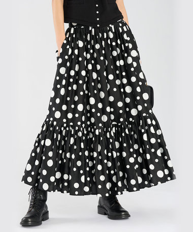 ドット コットン ロング フレアスカート "Salsa"