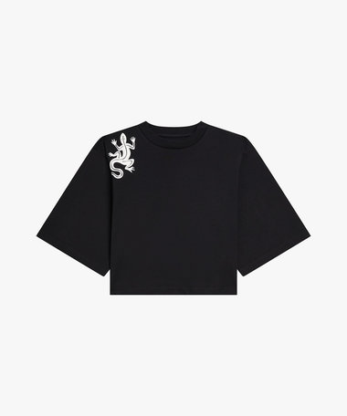 アイコニック プリント コットン 5分袖 Tシャツ "Lezard"