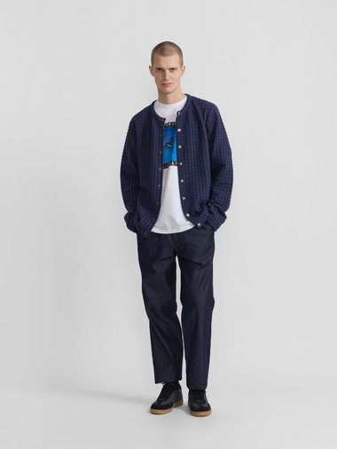 メンズ キルティング風 コットン カーディガンプレッション