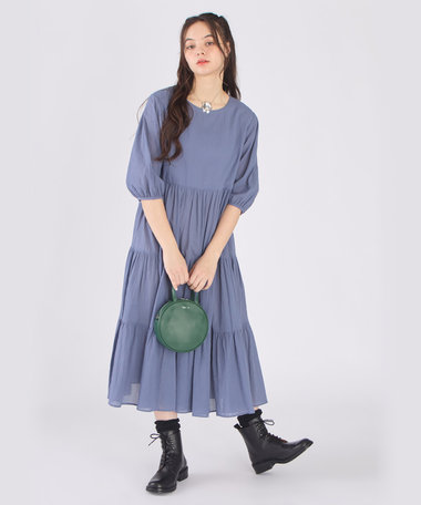 コットン シフォン ティアード ワンピース