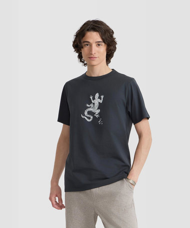 メンズ アイコニック プリント コットン 半袖 Tシャツ "Lezard"