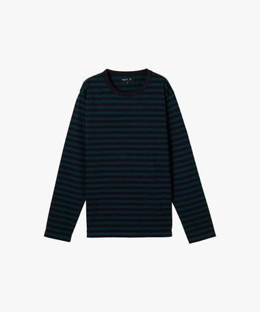 メンズ 細ボーダー コットン 長袖 Tシャツ