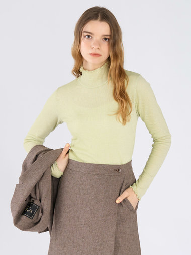 シャーリング ジャージー タートル プルオーバー