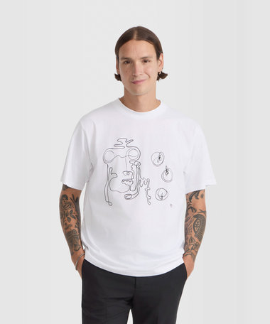 メンズ プリント コットン 半袖 アーティスト Tシャツ "Jen Cri"