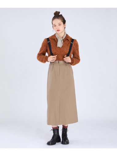 【Outlet】ウール調 サスペンダー スカート