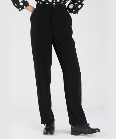 ブラック トリアセテート クレープ パンツ