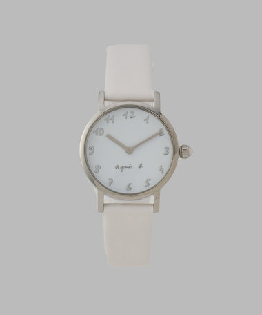 ホワイト レザー ラウンド ウォッチ "Marcello"