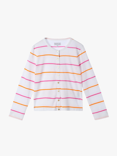 【Outlet】ボーダー コットン 長袖 カーディガンプレッション "Petit"