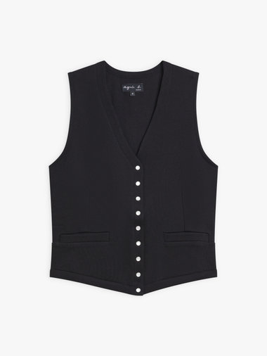 コットン メルトン Vネック ノースリーブ カーディガンプレッション "Snack"