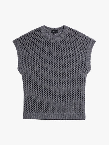 メンズ フィッシュネット コットン ノースリーブ ニット プルオーバー "Cary"