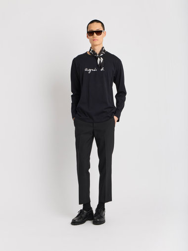 メンズ ロゴ コットン 長袖 Tシャツ "Coulos"