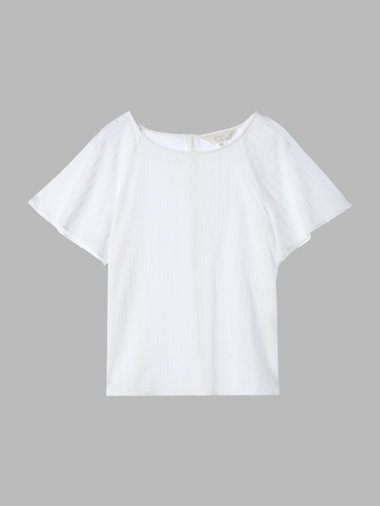 【Outlet】からみ織 コットン 半袖 ブラウス