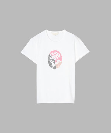 Blooms in Dots(Rose)  オーガニックコットン 半袖 アーティスト Tシャツ