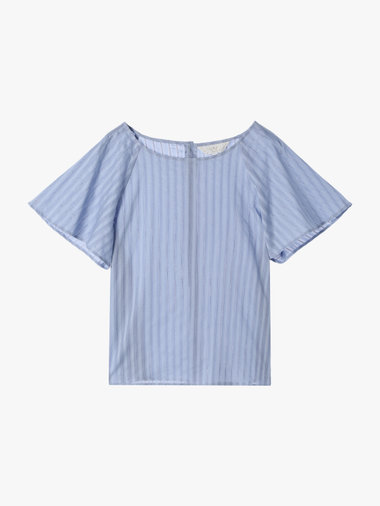 【Outlet】からみ織 コットン 半袖 ブラウス