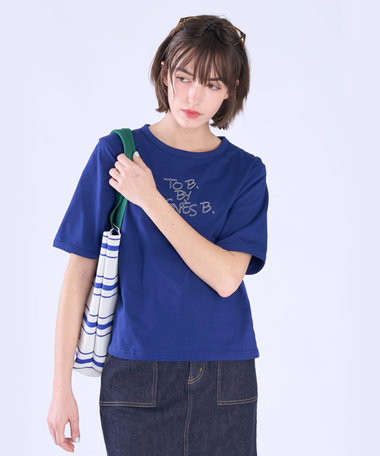 ロゴ 刺繍 コットン 半袖 Tシャツ