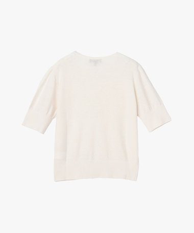 フラワーモチーフ シルク リネン 半袖 ニット プルオーバー "Fleurs"