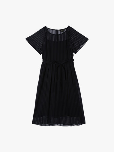 【Outlet】からみ織 コットン 半袖 ワンピース