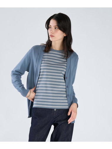 ”b.”ロゴ刺繍 コットン Vネック ニットカーディガン ”Homme”