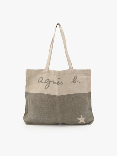 【Outlet】ロゴ プリント コットン リネン トートバッグ ”Elie” (ユニセックス)