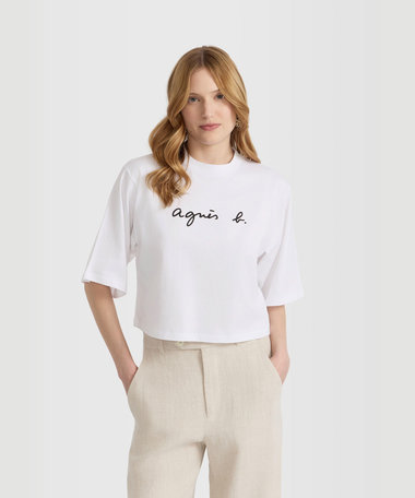 ロゴ コットン 5分袖 Tシャツ "Yoko"