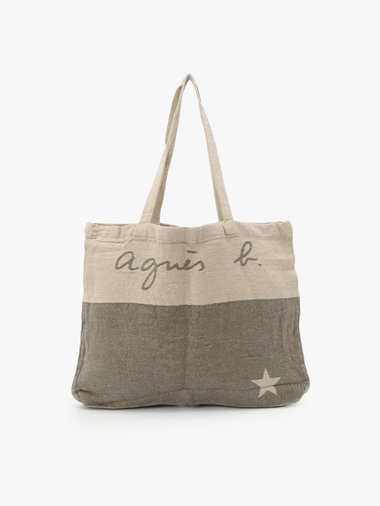 【Outlet】ロゴ プリント コットン リネン トートバッグ ”Elie” (ユニセックス)