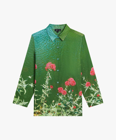 フォトプリント コットン 長袖 ブラウス "Valerianes flowers"