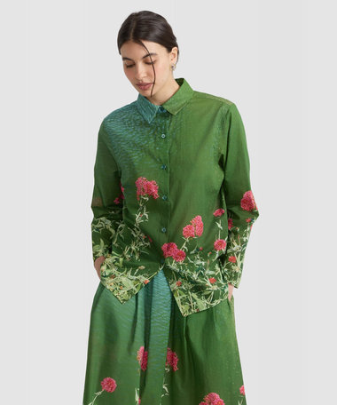 フォトプリント コットン 長袖 ブラウス "Valerianes flowers"