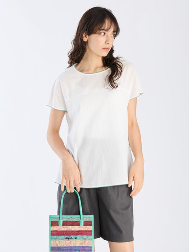 【Outlet】コットンローン 半袖 ブラウス